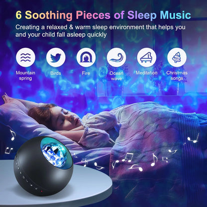 Cosmic Serenity Galaxy Projector – White Noise & Bluetooth Night Light for Bedroom, with Remote Timer & Soothing Star Display