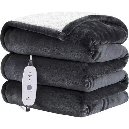 CozyHeat™ Electric Flannel Throw - Sherpa, 3 Heat Settings, Auto-Off Timer