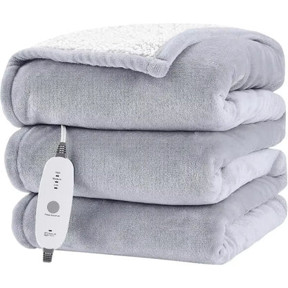 CozyHeat™ Electric Flannel Throw - Sherpa, 3 Heat Settings, Auto-Off Timer