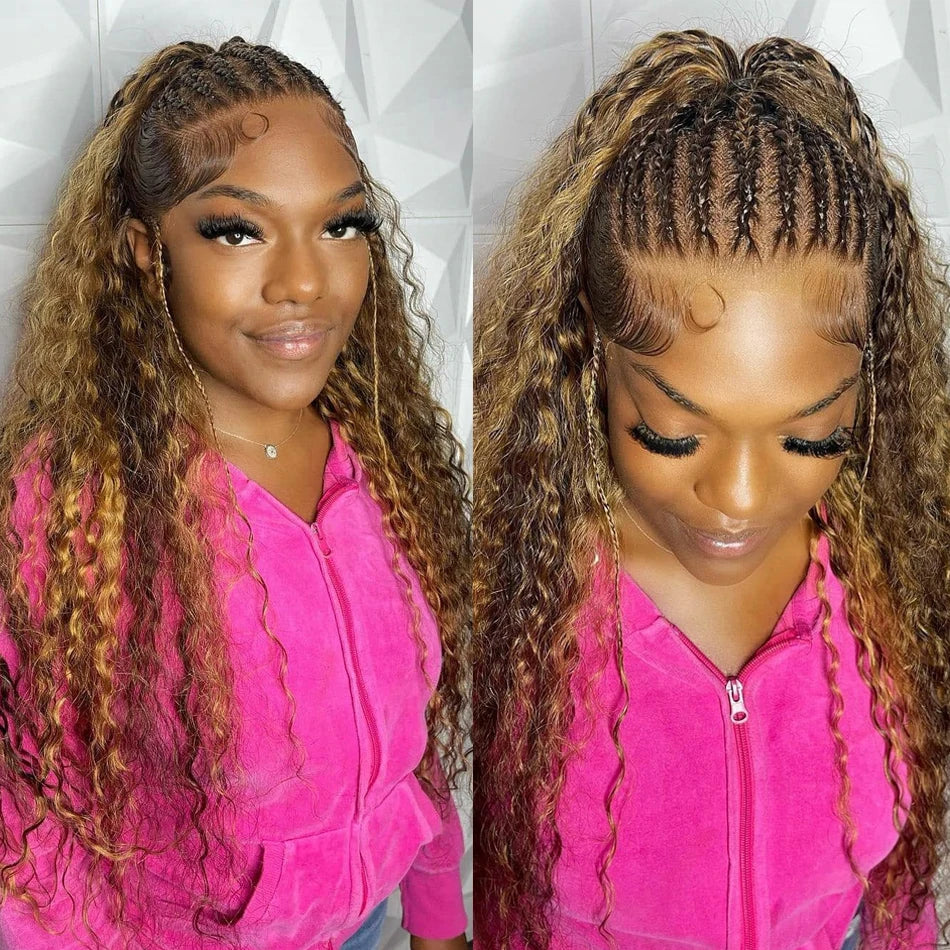 13x6 30 Inch Ombre Curly Lace Front Wig 