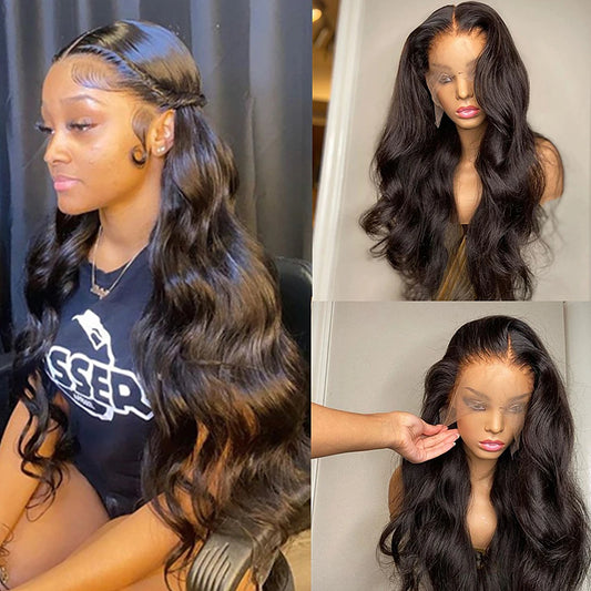 30, 32, 34 Inch Glueless Body Wave Human-Hair Wig 