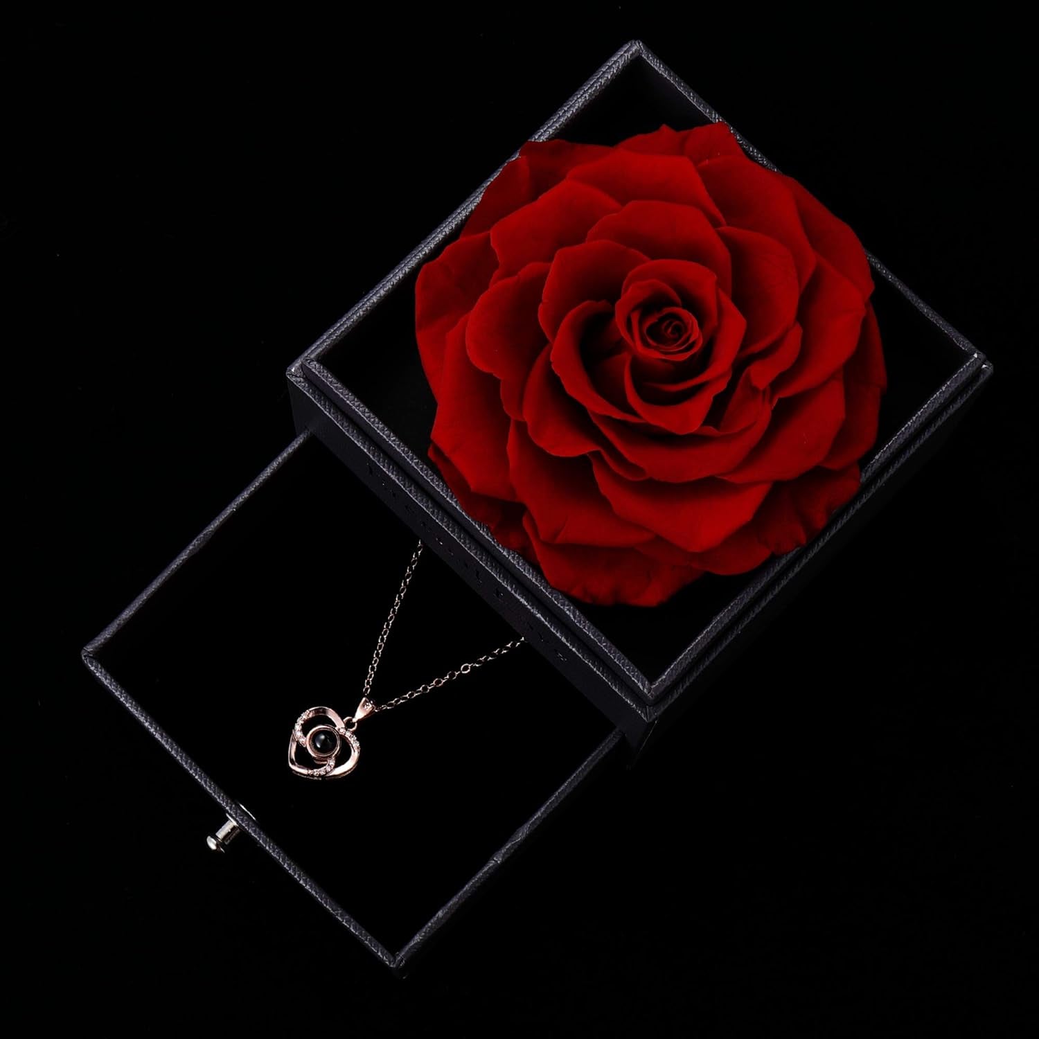 Preserved Real Rose with "I Love You" Necklace – The Perfect Gift for Her