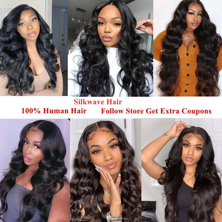 30, 32, 34 Inch Glueless Body Wave Human-Hair Wig 