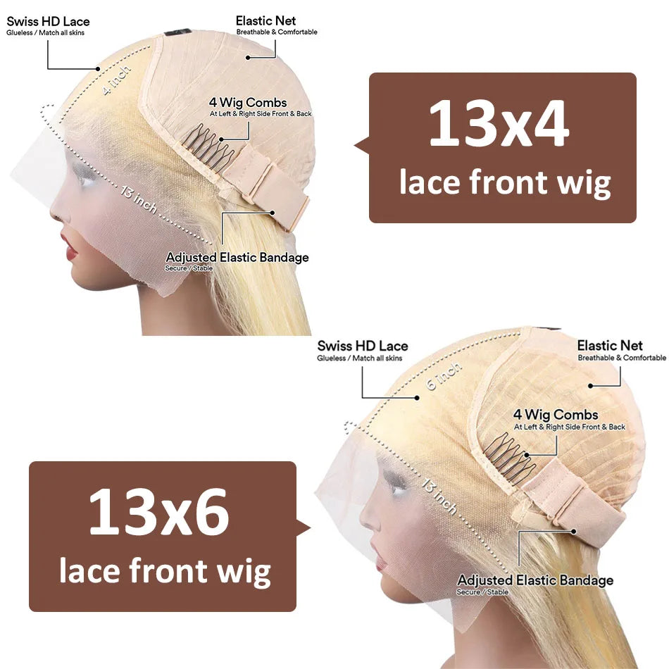 13x6 Blonde Lace Front Human-Hair Wig 