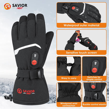 Battery-Powered Heated Gloves - Touchscreen, for Men & Women, Ideal for Cycling & Skiing