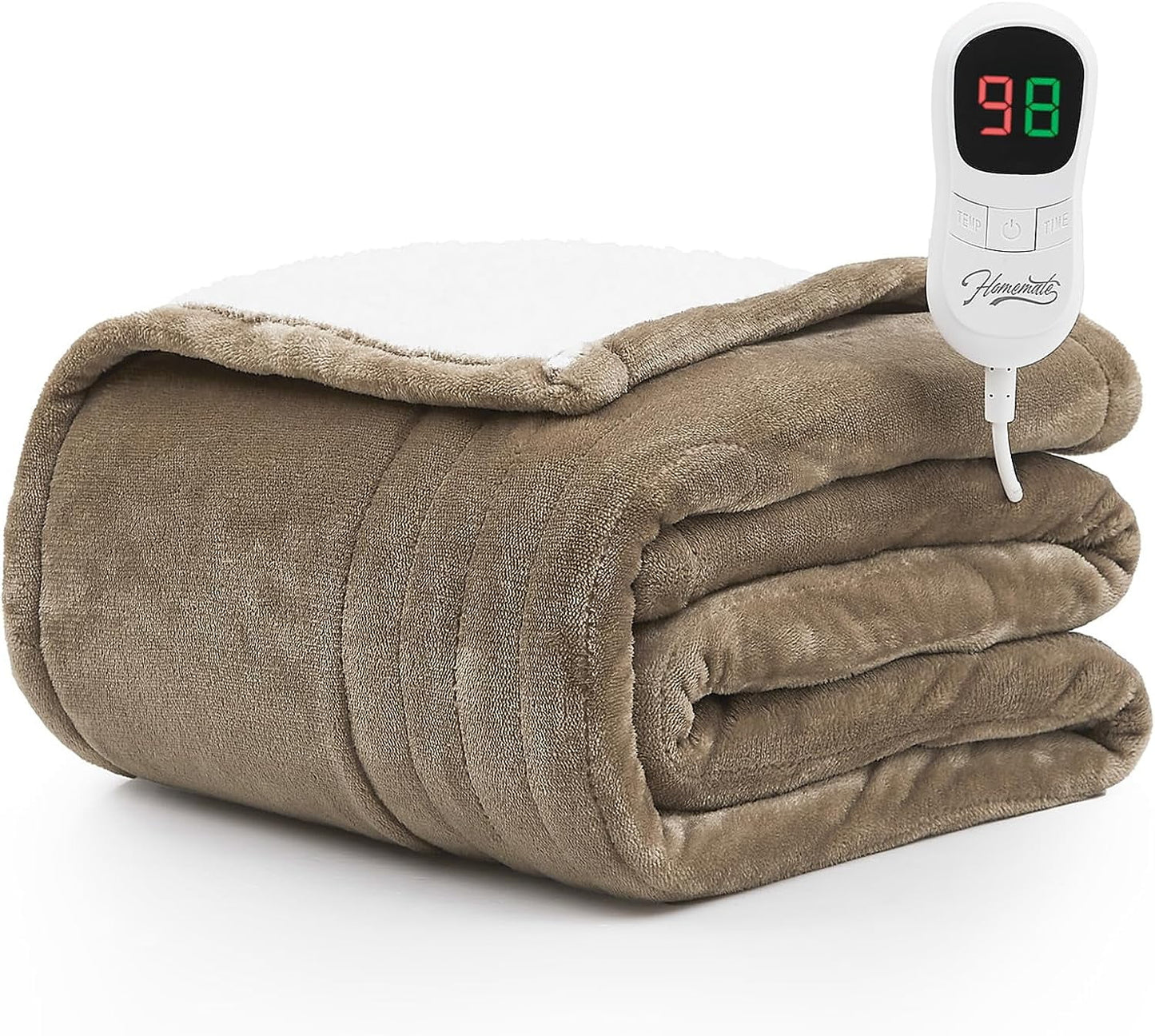 Full-Size Electric Heated Blanket - Soft Flannel, 10 Heat Levels, Auto-Off