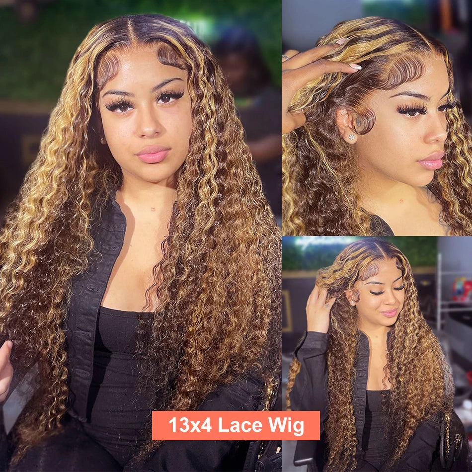 13x6 30 Inch Ombre Curly Lace Front Wig 