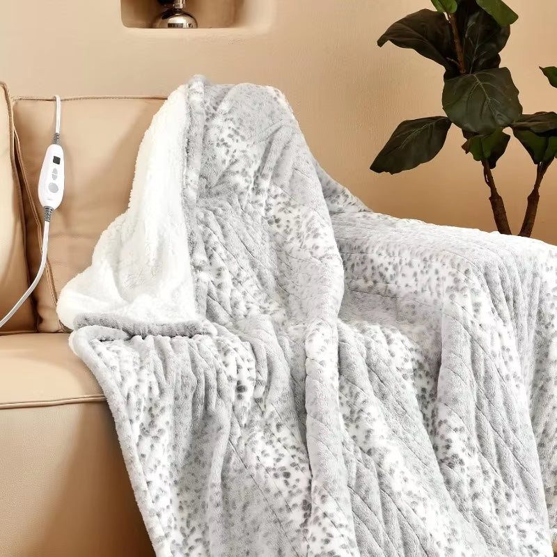 Luxury Faux Fur & Sherpa Heated Throw Blanket