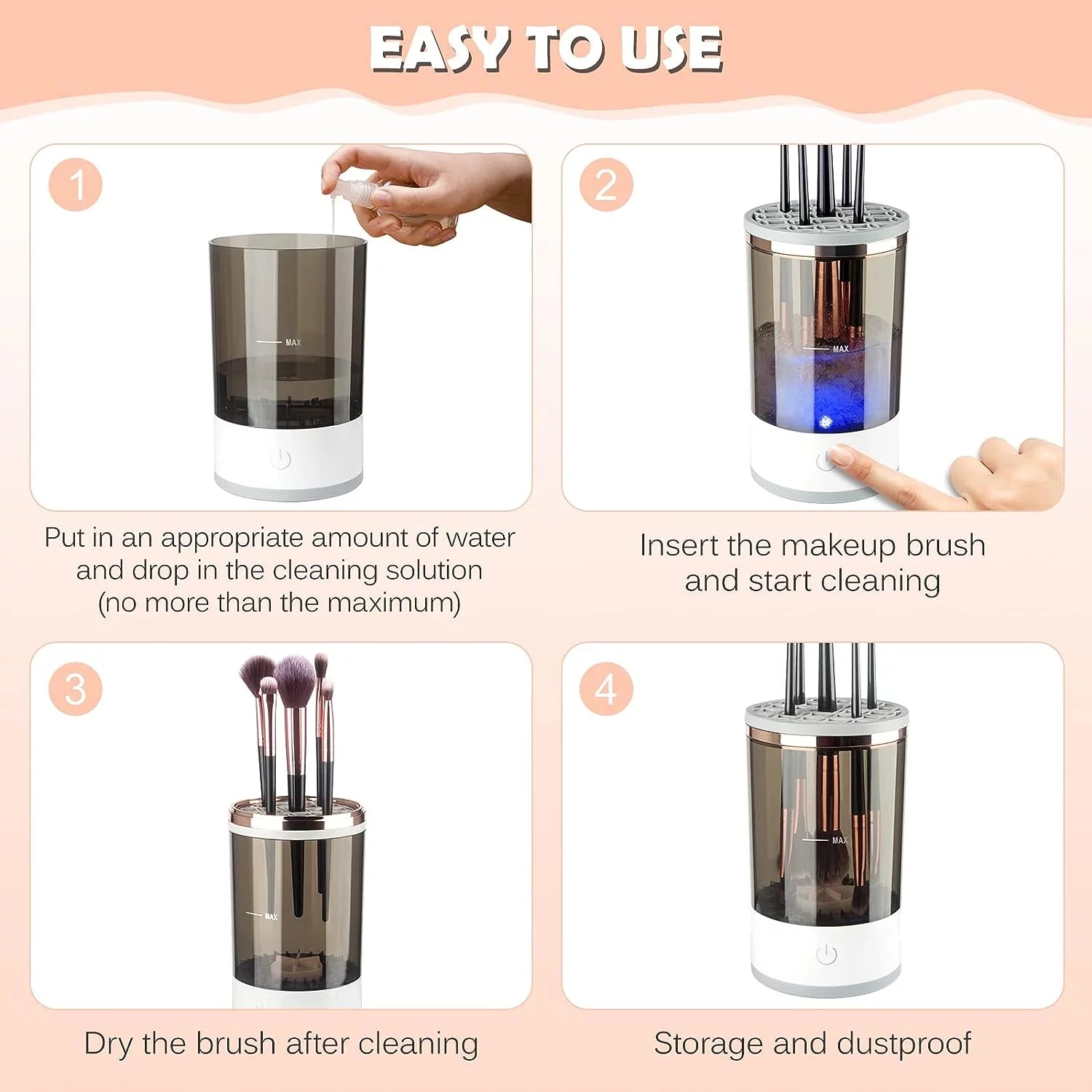 Electric , Cosmetic Brush Cleaner for Deep Cleaning All Types of Brushes, Birthday Christmas Gift for Women Wife Friend