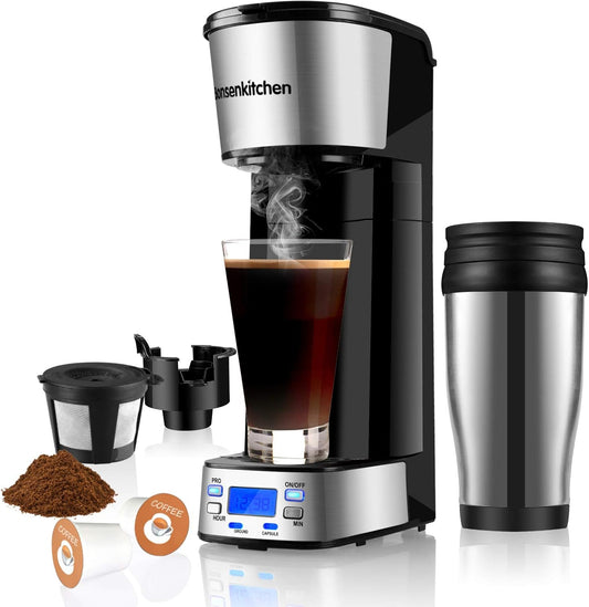 Programmable Coffee Maker with Portable Travel Mug 