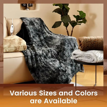 Luxury Faux Fur & Sherpa Heated Throw Blanket