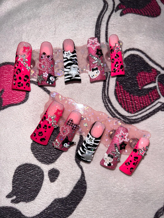 Y2K Kawaii Emo Princess Duck Junk Nail Press on Nails