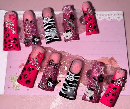 Y2K Kawaii Emo Princess Duck Junk Nail Press on Nails